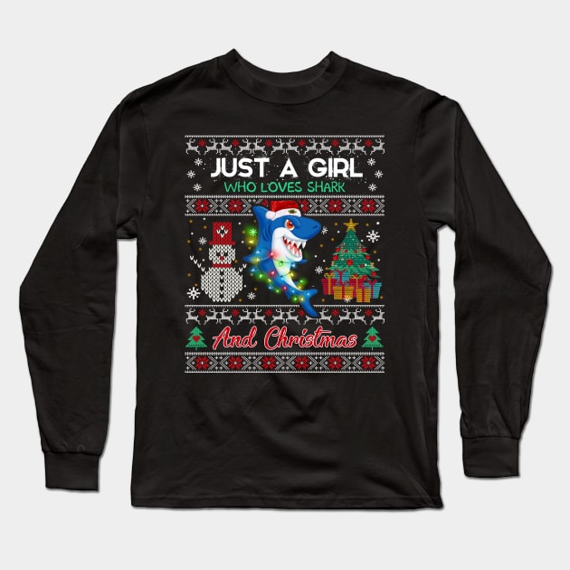 Just a girl who loves Shark and christmas Long Sleeve T-Shirt by TeeAaron